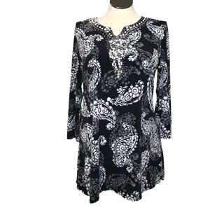 Style & Co Tunic Shirt Women’s Size L Multicolor Paisley Print 3/4 Bell Sleeve’s